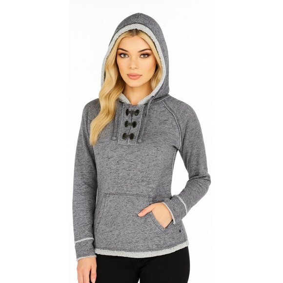 Gray Distressed Hoodie Hooded Sweatshirt Facile BKE Woman's Women's Size Small - Picture 1 of 11